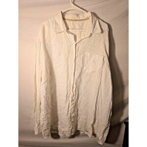 Tommy Bahama Mens White Long Sleeve Linen Shirt Size XXL 2X Beach Photos